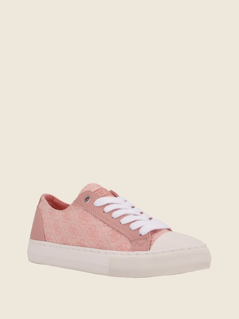 Light Pink Women's Guess Passit Logo Low-Top Sneakers | 0216458-FJ