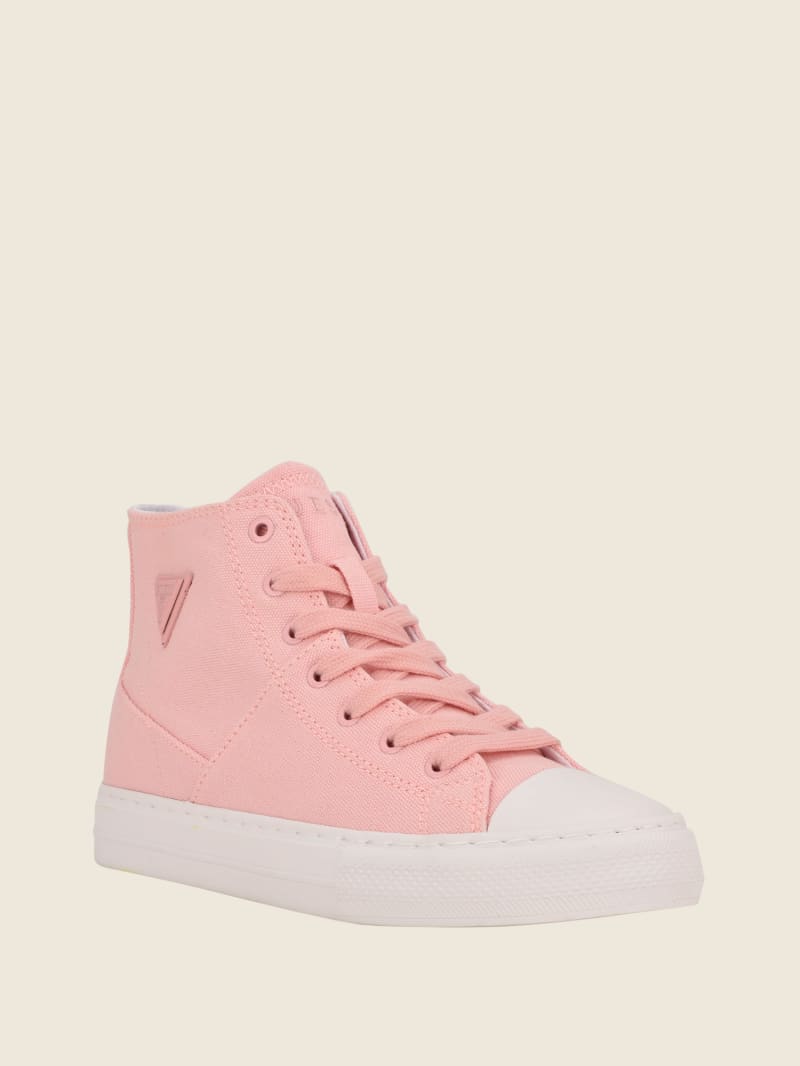 Light Pink Women's Guess Prinze High-Top Canvas Sneakers | 0658143-HM