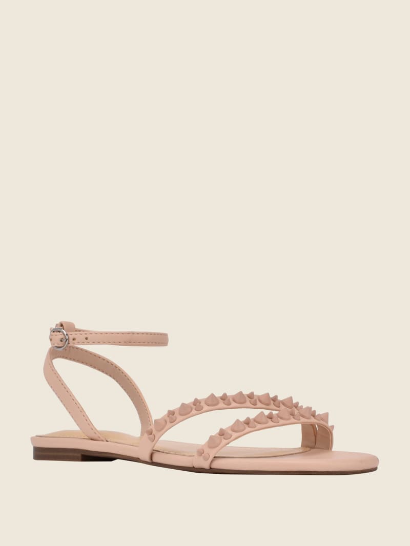 Light Pink Women's Guess Teagin Studded Sandals | 1453879-KE