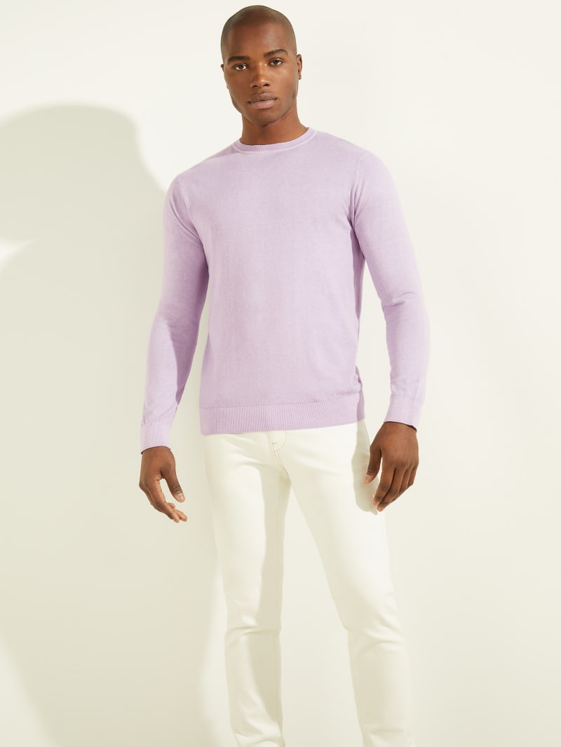 Light Purple Men's Guess Essential Crewneck Sweaters | 4587193-CH