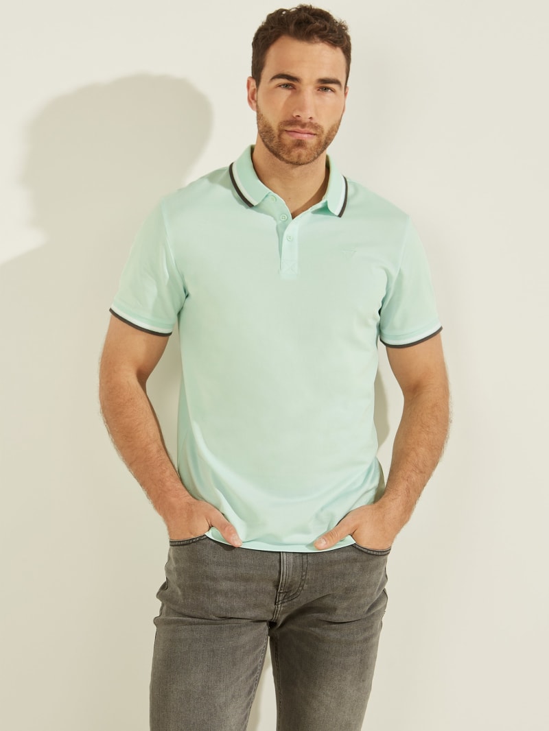 Light Turquoise Men's Guess Sports Pique Shirts | 9516238-VX