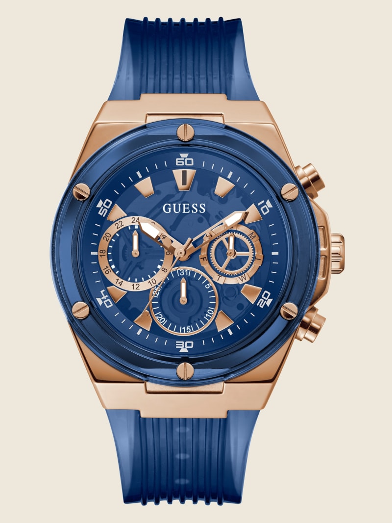 Multicolor Men's Guess Blue Multifunction Watches | 5926034-KN