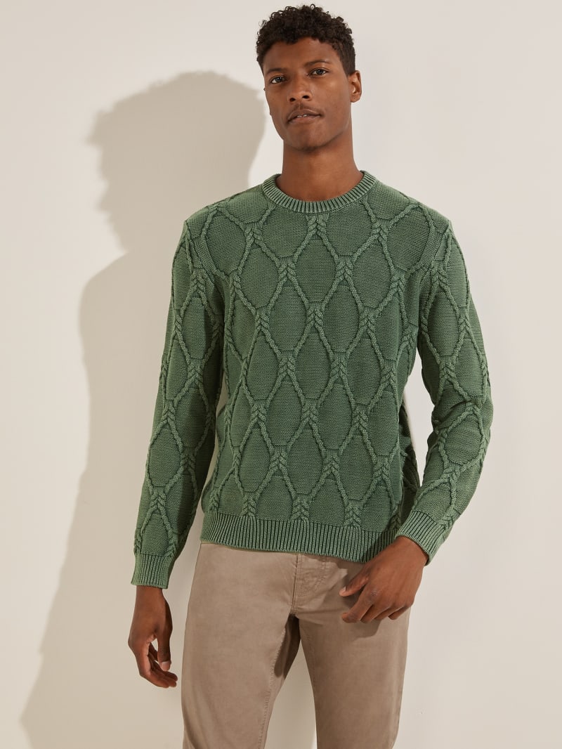 Multicolor Men's Guess Dawson Cable Knit Sweaters | 8713064-OB