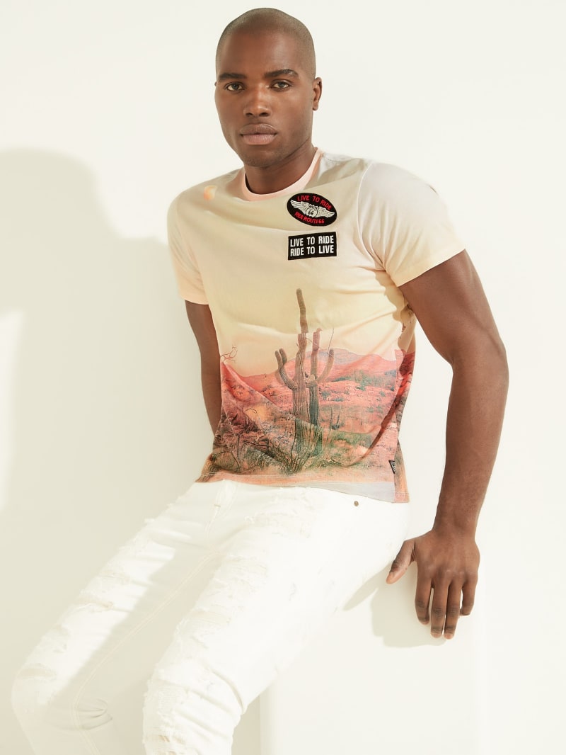 Multicolor Men's Guess Desert Sunset Tee T Shirts | 4713092-MA