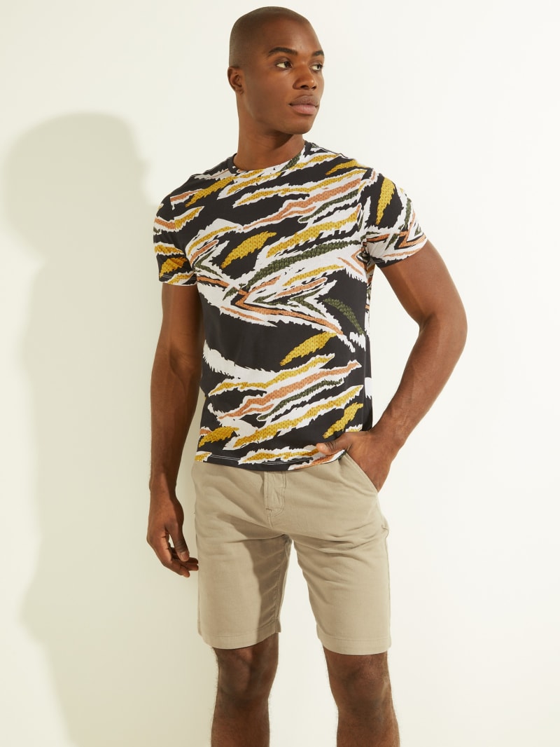 Multicolor Men's Guess Eco Camo Animal Print Tee T Shirts | 5786103-MF