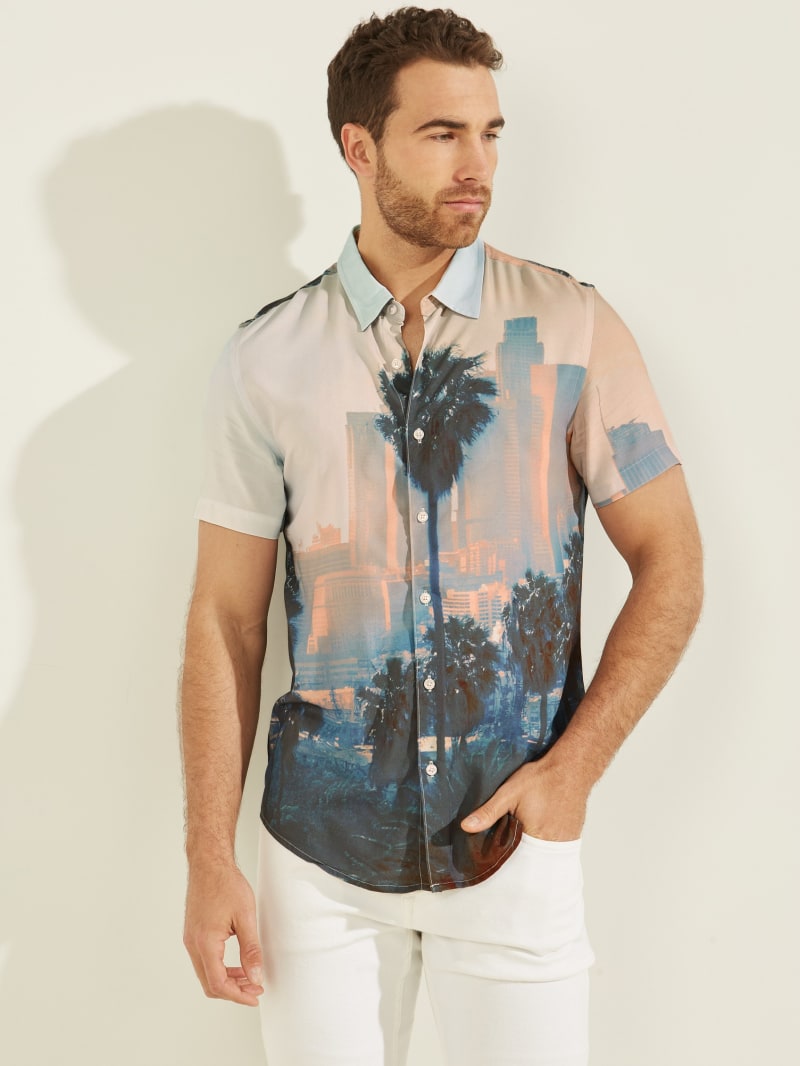 Multicolor Men's Guess Eco LA Shirts | 5974280-FJ