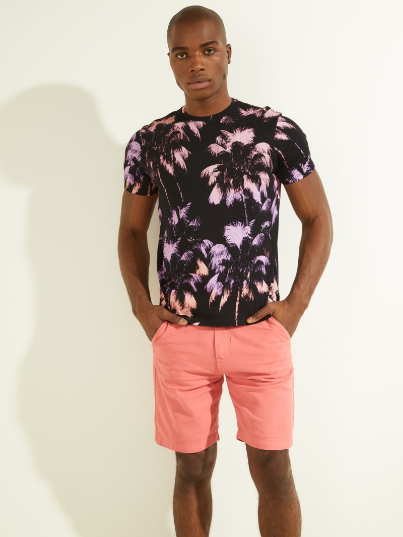 Multicolor Men's Guess Eco Ombre Palm Print Tee T Shirts | 0869753-YF