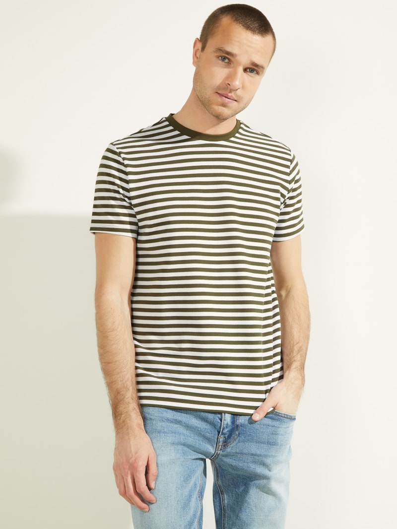 Multicolor Men's Guess Finn Pique Striped Tee T Shirts | 8234751-DO