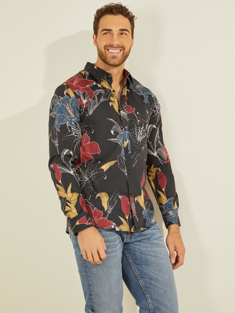 Multicolor Men's Guess Luxe Night Lily Shirts | 1749632-FQ