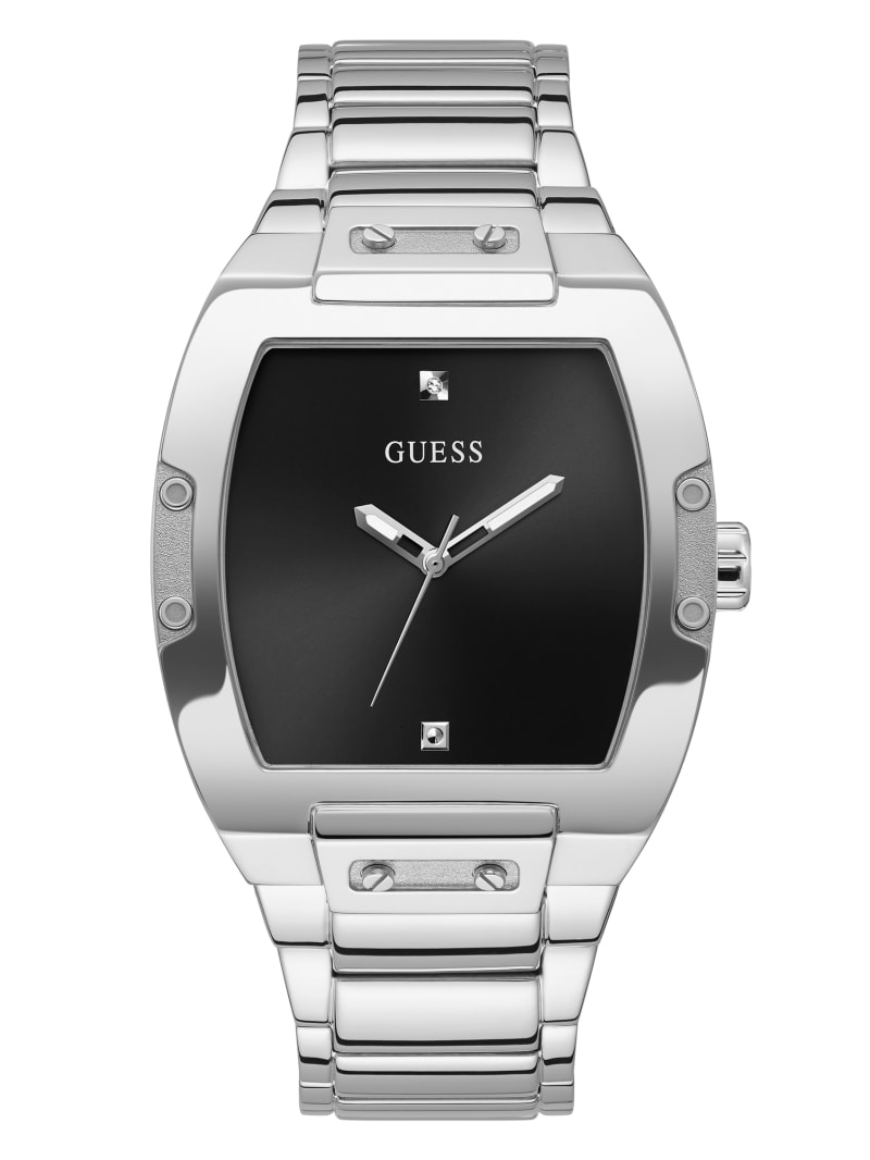 Multicolor Men's Guess Silver-Tone Barrel Analog Watches | 9032186-PR