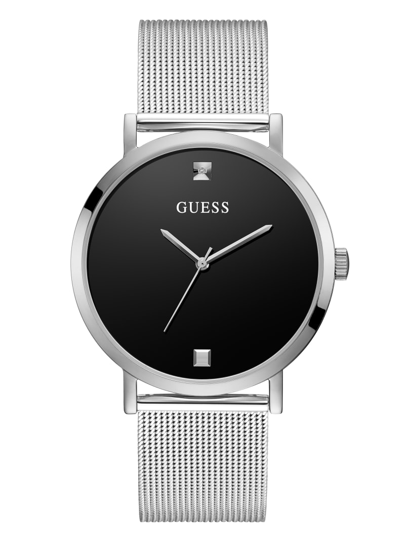 Multicolor Men's Guess Silver-Tone Mesh Diamond Analog Watches | 8053679-NY