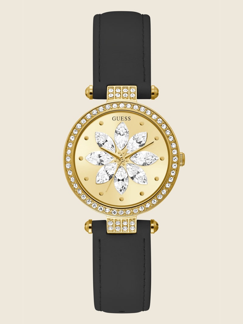 Multicolor Women's Guess Gold-Tone Crystal and Leather Analog Watches | 8473256-JE