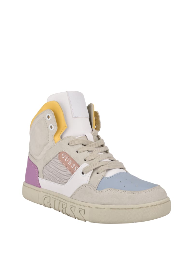 Multicolor Women's Guess Justis Faux-Suede High-Top Sneakers | 3264058-RS