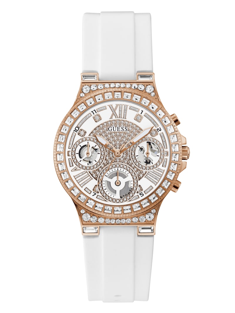 Multicolor Women's Guess Rose Gold-Tone Rhinestone Multifunction Watches | 3289406-NF