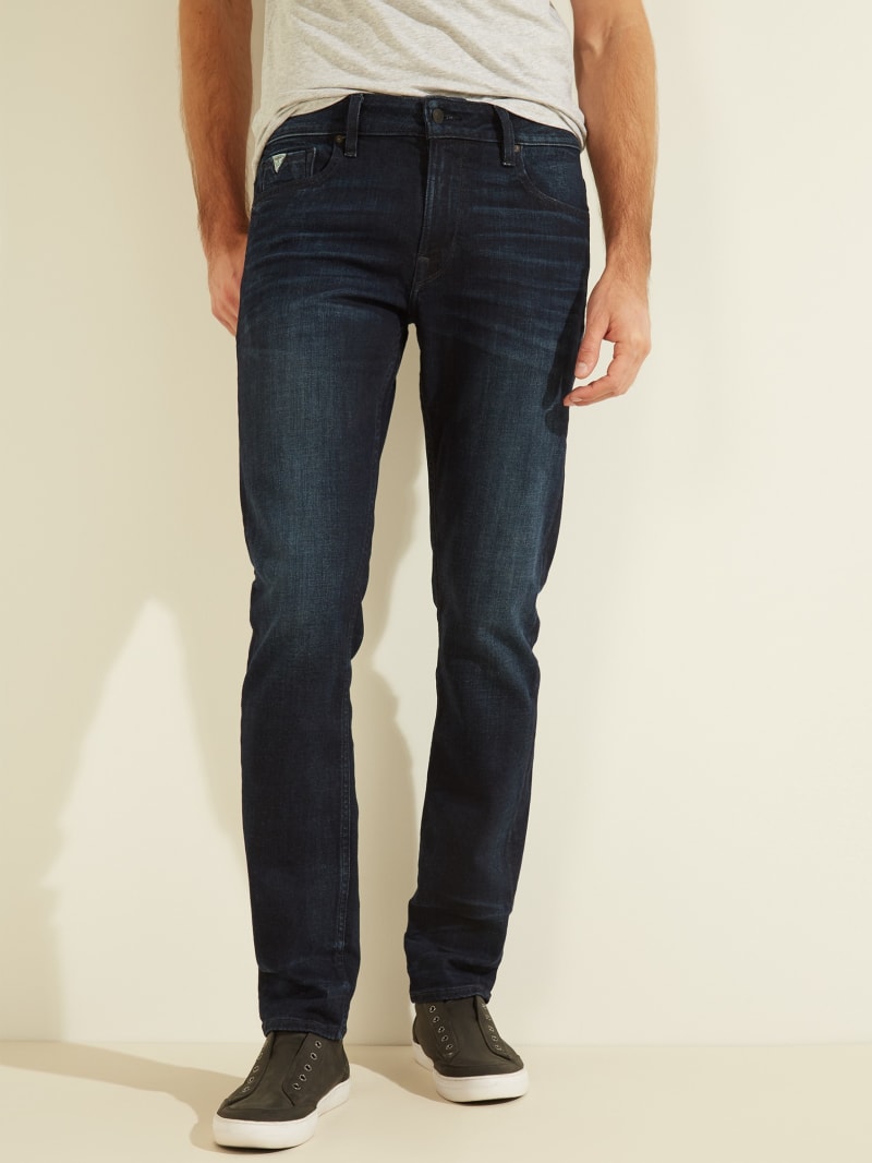 Navy Men's Guess Slim Tapered Pants | 0327615-NQ