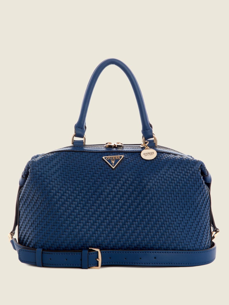 Navy Women's Guess Hassie Soho Satchel Bags | 6305728-IS