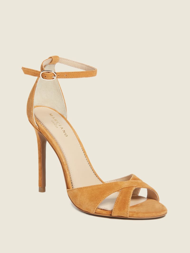 Orange Women's Guess Abiele Leather Stiletto Sandals | 6598072-ZT