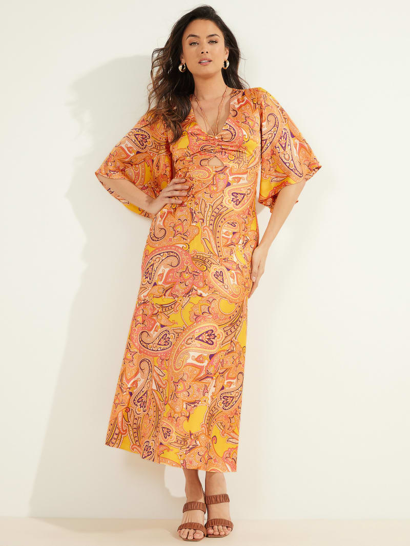 Orange Women's Guess Cabo Paisley Dress | 6795284-KT