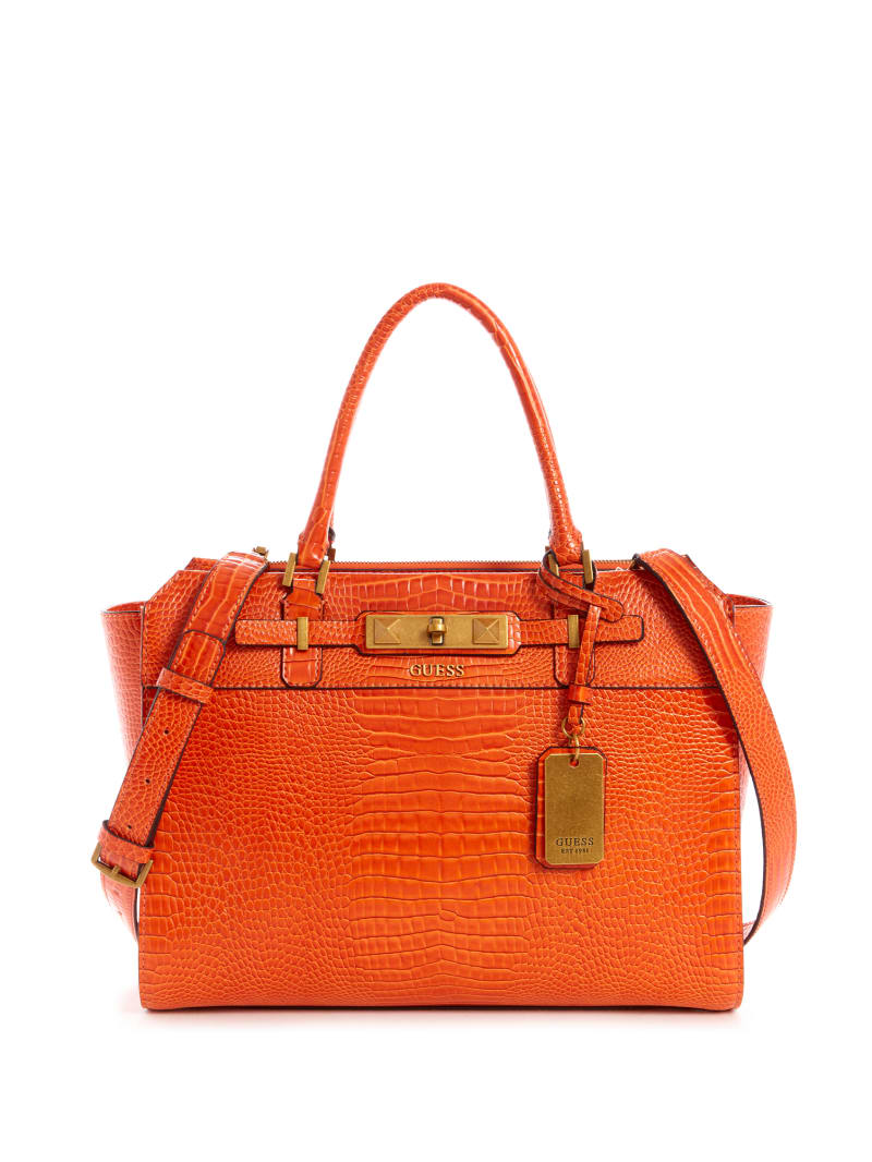 Orange Women's Guess Raffie Carryall Tote Bags | 3268074-TM