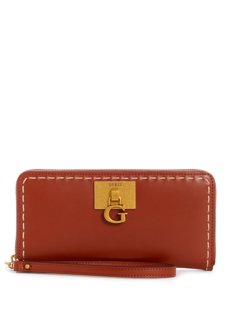 Orange Women's Guess Stephi Large Zip-Around Wallets | 6314570-SN