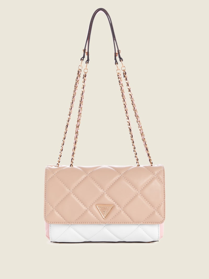 Pink Women's Guess Cessily Quilted Convertible Crossbody Bags | 9420386-AF