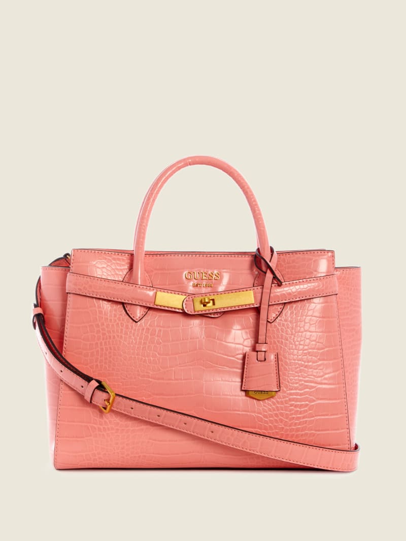 Pink Women's Guess Enisa High Society Satchel Bags | 2347681-GH