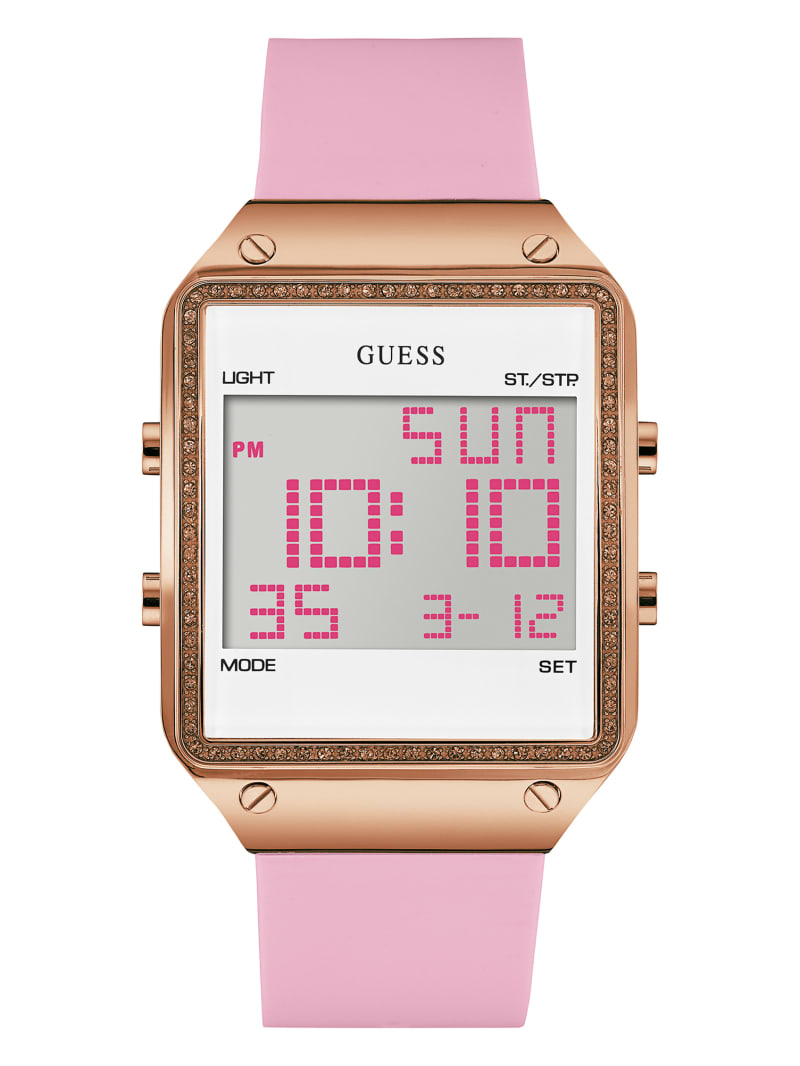 Pink Women's Guess Pink and Rose Gold-Tone Digital Watches | 9154703-OJ