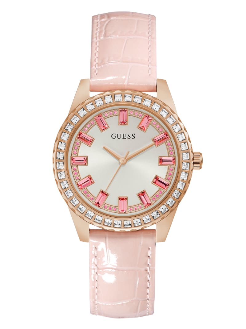 Pink Women's Guess Sparkling Pink Limited Edition Rhinestone Analog Watches | 9731504-LB