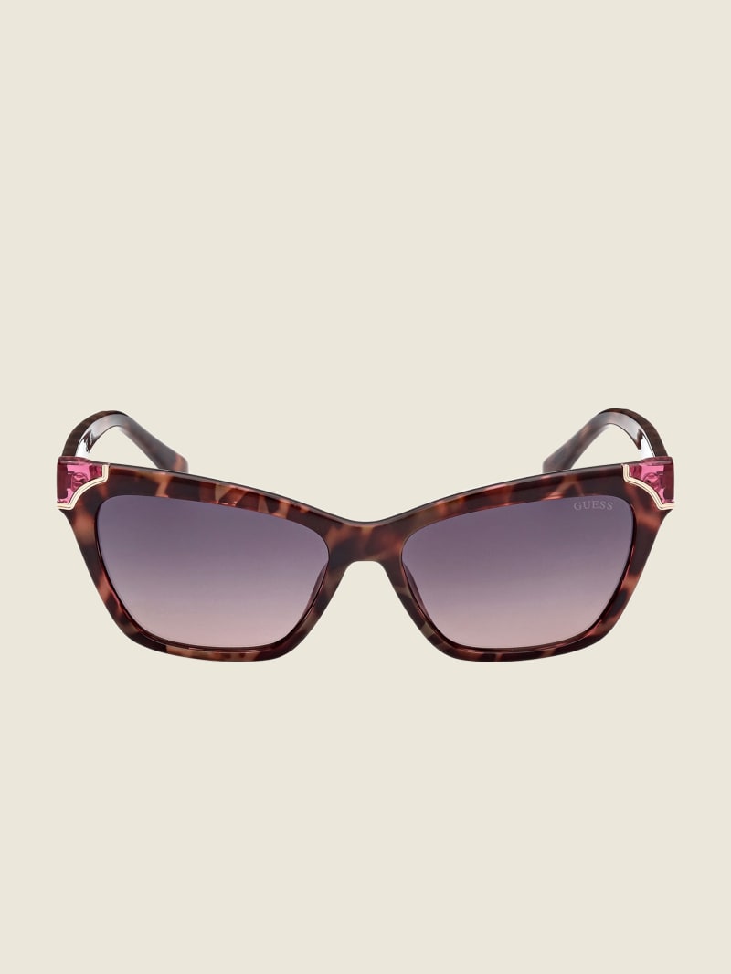 Pink Women's Guess Tortoise Plastic Square Sunglasses | 2486305-ZI