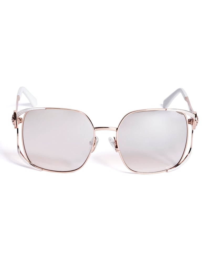 Pink Women's Guess Vera Square Metal Sunglasses | 2897061-HK