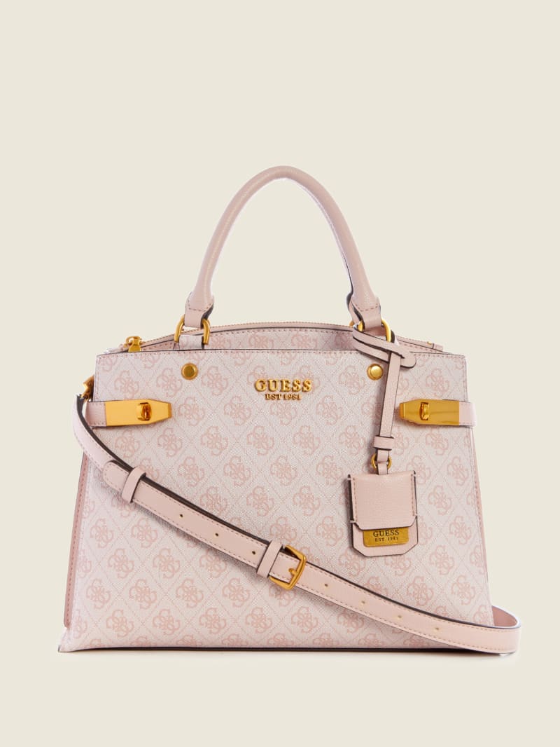 Pink Women's Guess Zadie Logo Girlfriend Satchel Bags | 5813604-PB