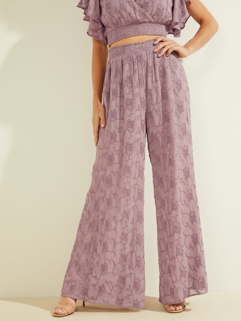 Purple Women's Guess Dexie Embroidered Palazzos Pants | 4127896-GW