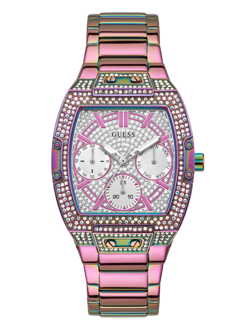 Purple Women's Guess Iridescent Rhinestone Multifunction Watches | 4928053-FB