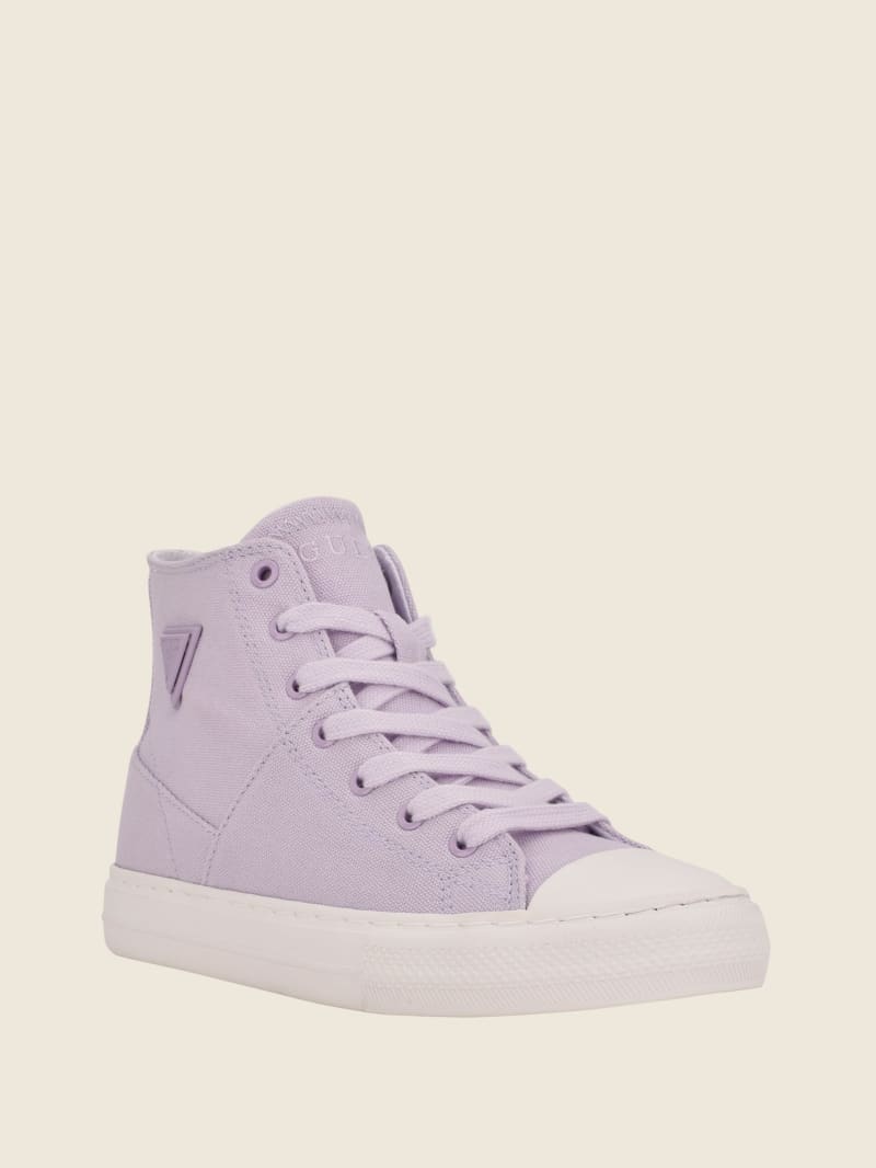 Purple Women's Guess Prinze High-Top Canvas Sneakers | 7085234-FV