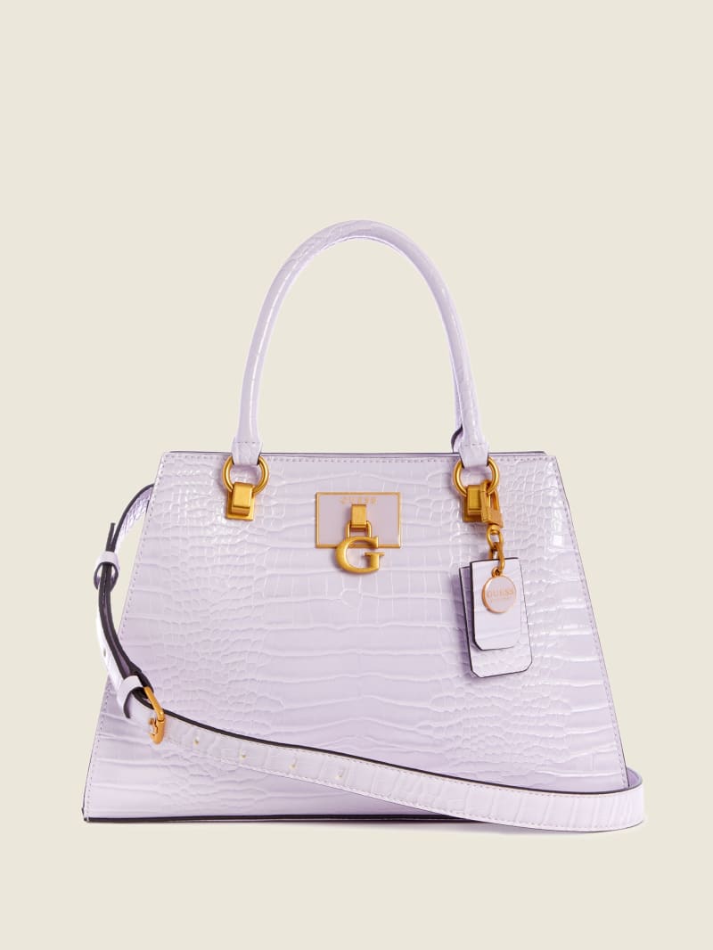 Purple Women's Guess Stephi Girlfriend Satchel Bags | 7982140-HU