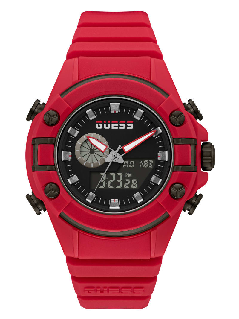 Red Men's Guess G Force Red Digital Watches | 9127083-NU