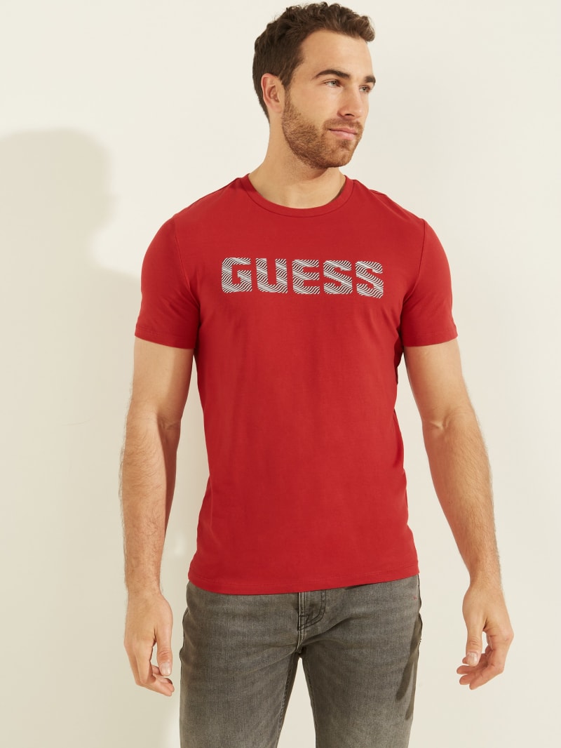 Red Men's Guess Magick Logo Tee T Shirts | 3584210-TO