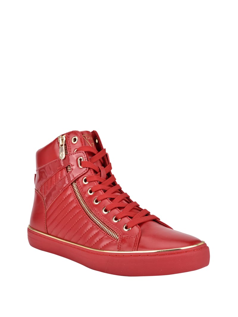 Red Men's Guess Million High-Top Sneakers | 1406295-HU