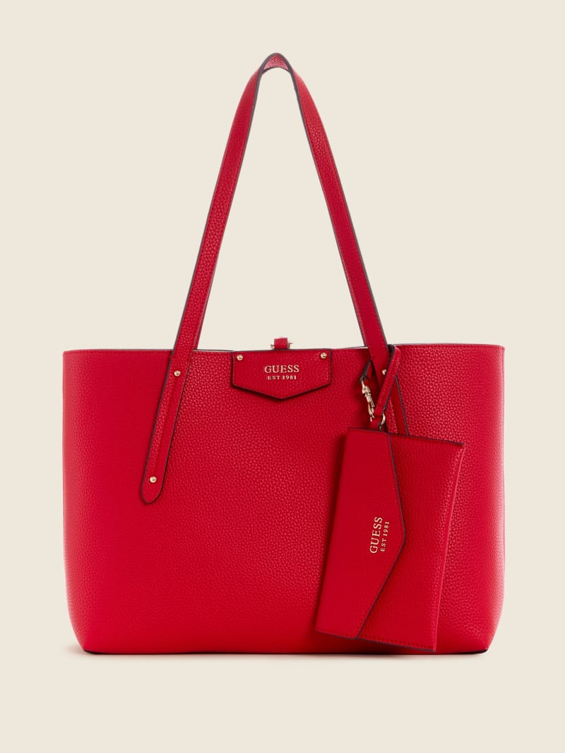 Red Women's Guess Eco Brenton Tote Bags | 1923507-ID