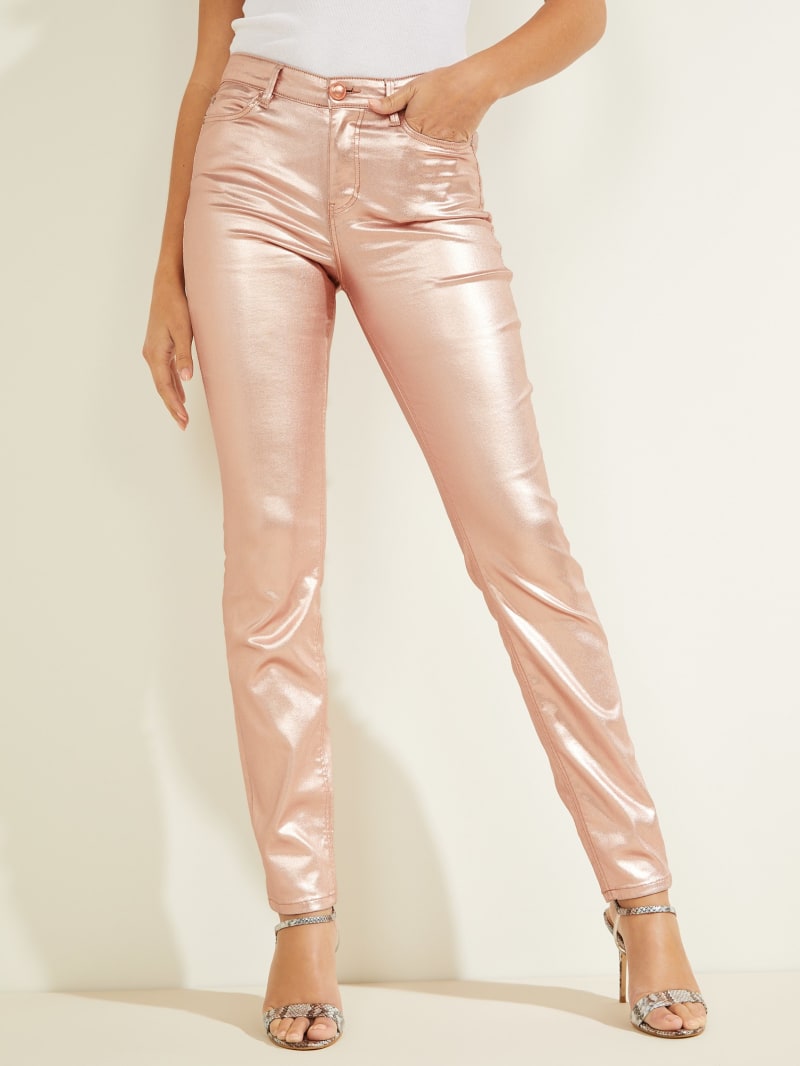 Rose Gold Women's Guess Metallic 1981 Skinny Pants | 7835240-QM