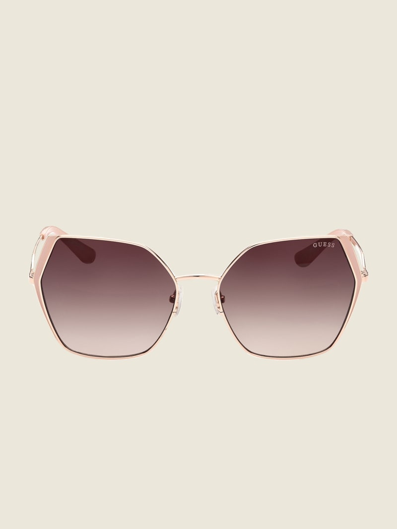 Rose Gold Women's Guess Oversized Metal Geometric Sunglasses | 2630785-NW