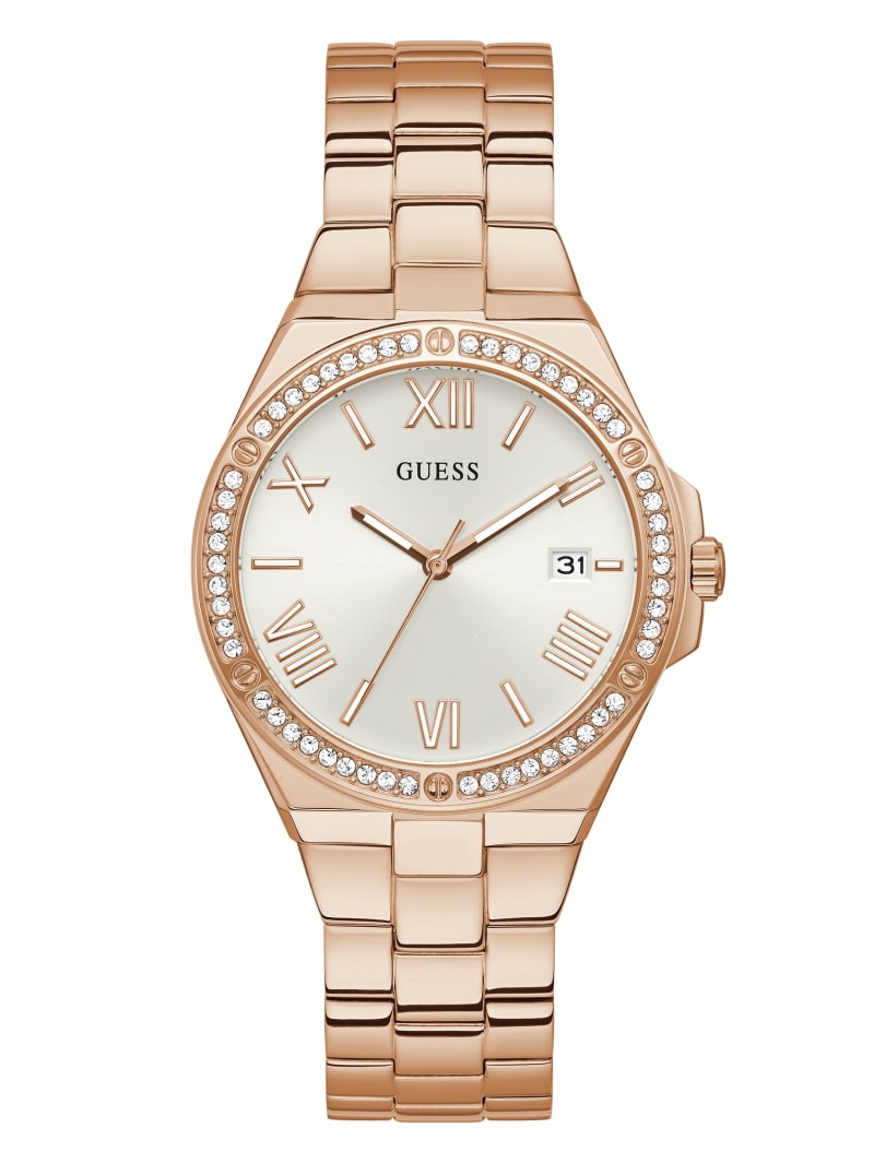 Rose Gold Women's Guess Rose Gold-Tone and Rhinestone Analog Watches | 0149385-XC