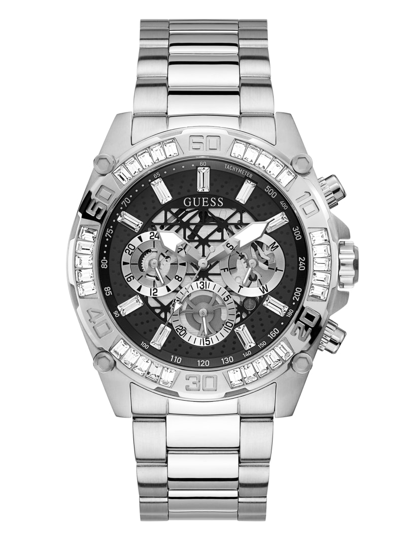 Silver Men's Guess And Silver-Tone Multifunction Watches | 6193870-OR