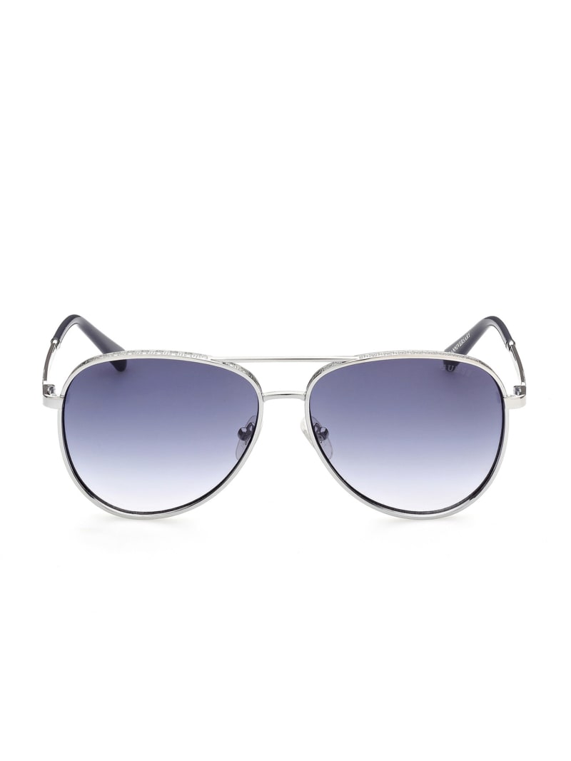 Silver Men's Guess Aviator Sunglasses | 1957463-TW