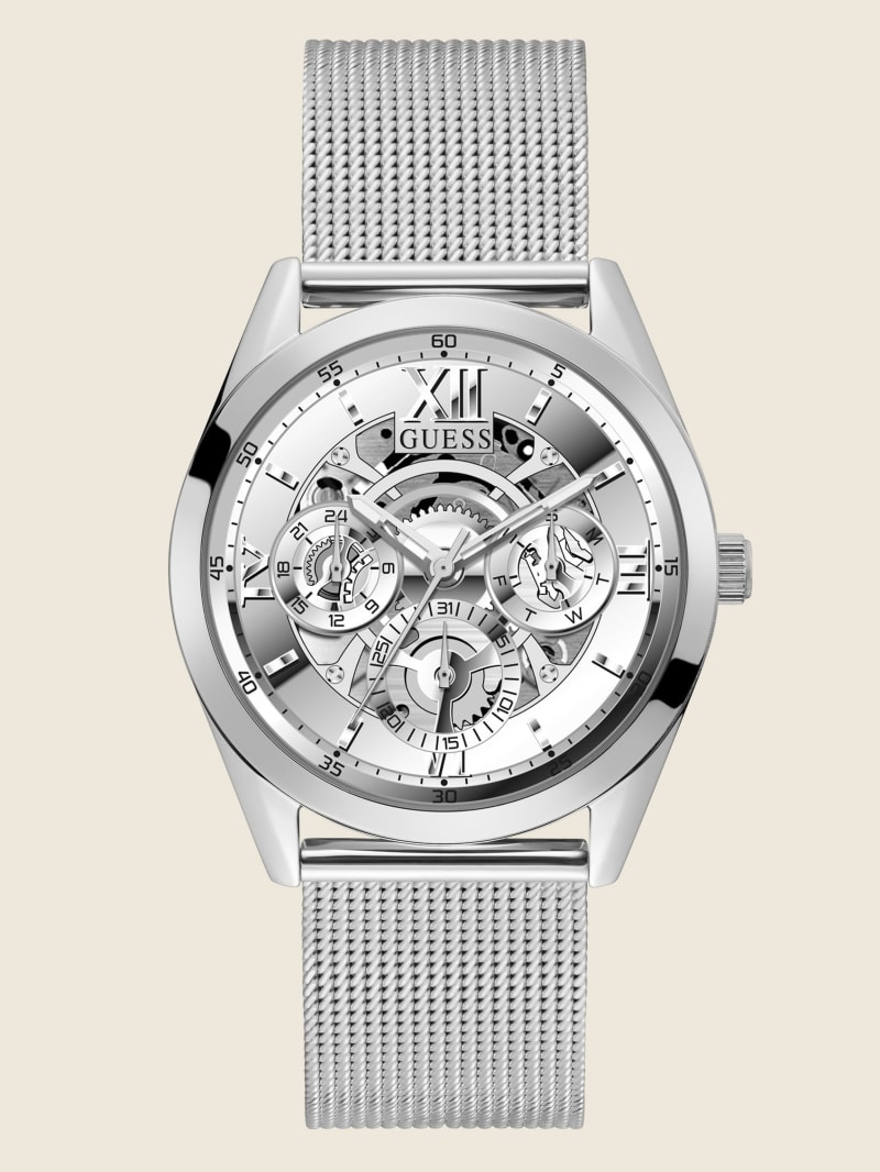 Silver Men's Guess Silver-Tone Watches | 2681953-MU