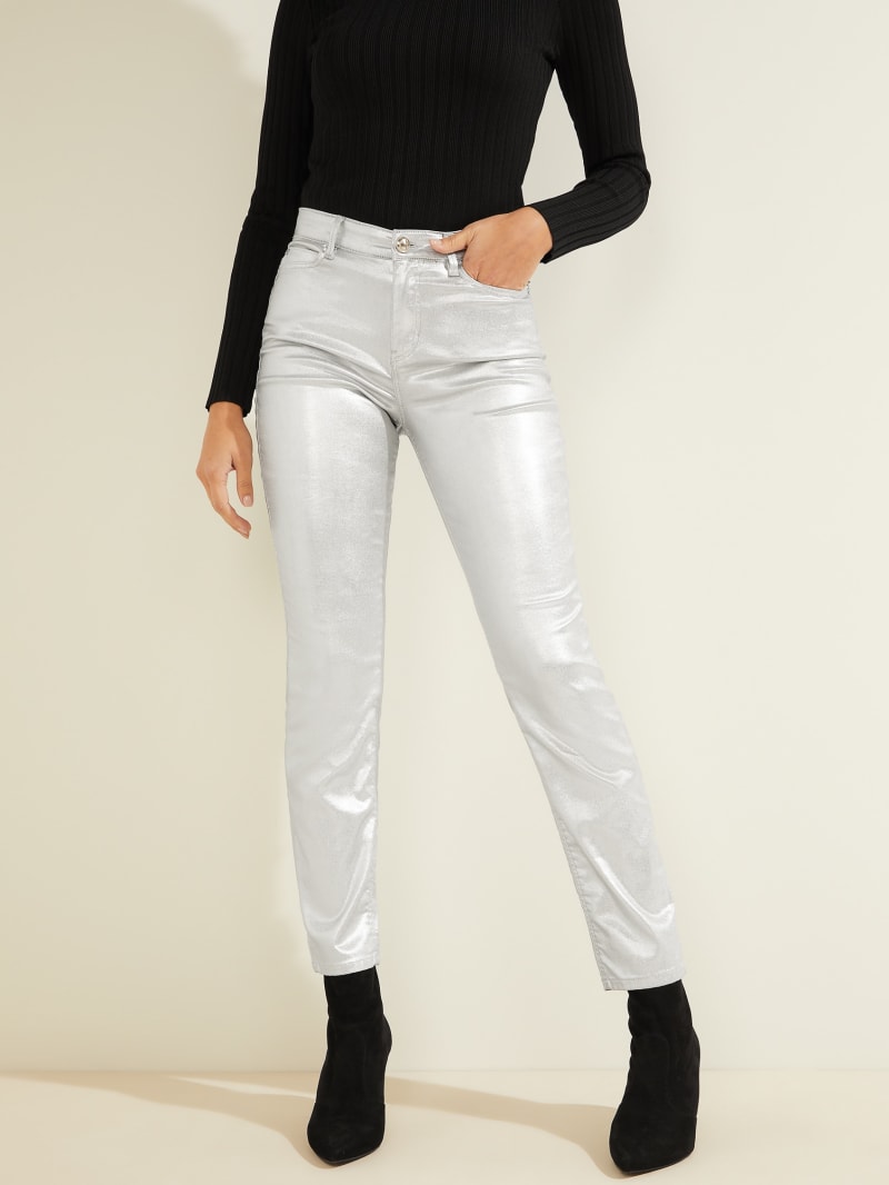 Silver Women's Guess Metallic 1981 Skinny Pants | 9741238-NI