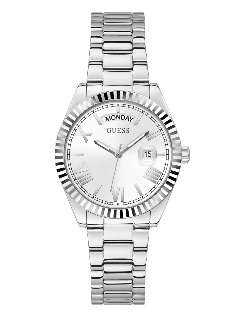 Silver Women's Guess Silver-Tone Analog Watches | 6359420-QZ