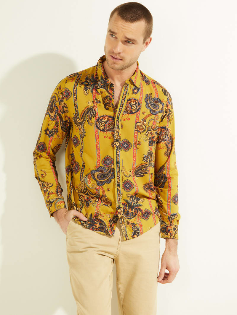 Stripes Men's Guess Eco Paisley Shirts | 8712369-IV