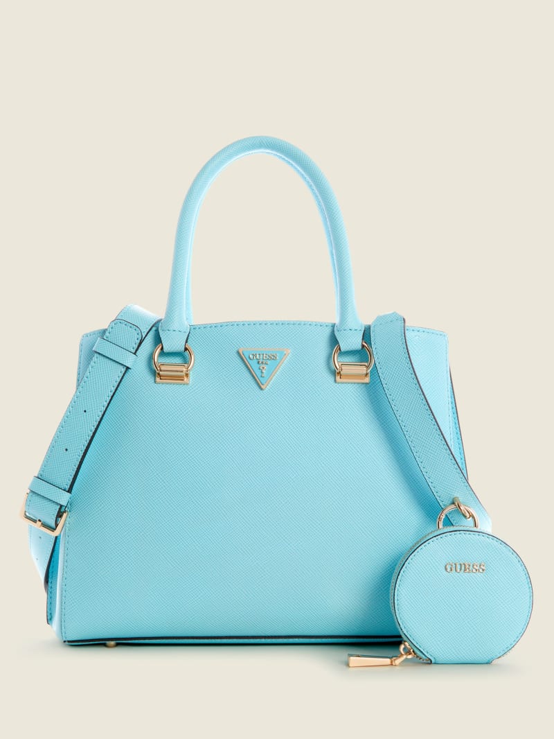 Turquoise Women's Guess Alexie Girlfriend Satchel Bags | 1729540-FH