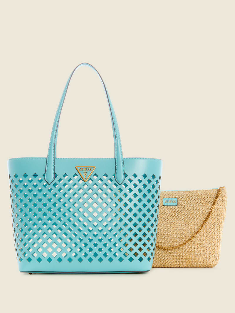 Turquoise Women's Guess Aqua Tote Bags | 3624809-FB